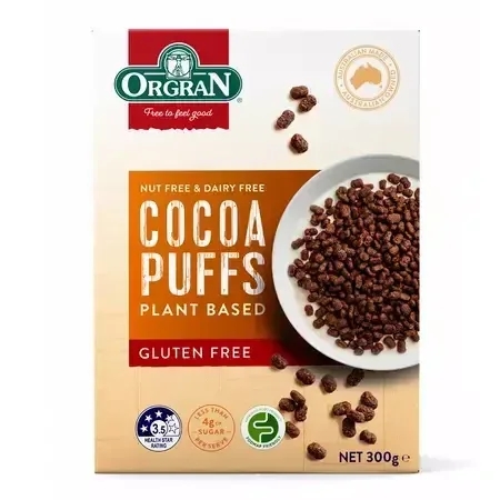Cerealele expandate cu cacao, 300 g, Orgran — preț și oferte