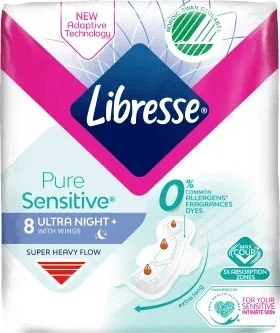 Libresse Pure Sensitive absorbante de noapte, 8 buc — preț și oferte