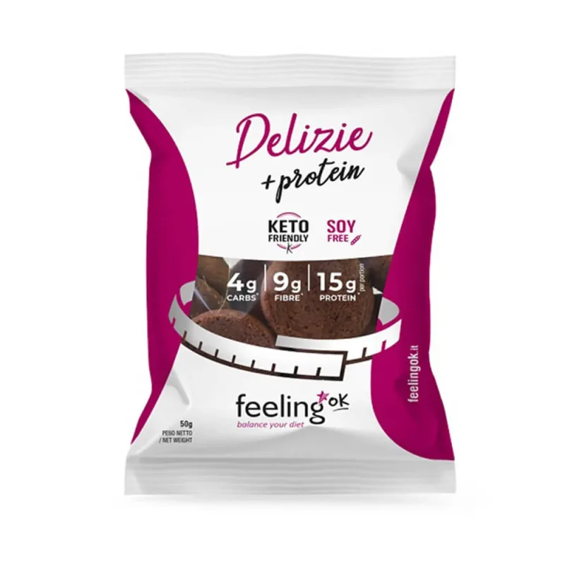 Biscuiti Low-Carb Delizie cu cacao, 50 g, Feeling Ok — preț și oferte