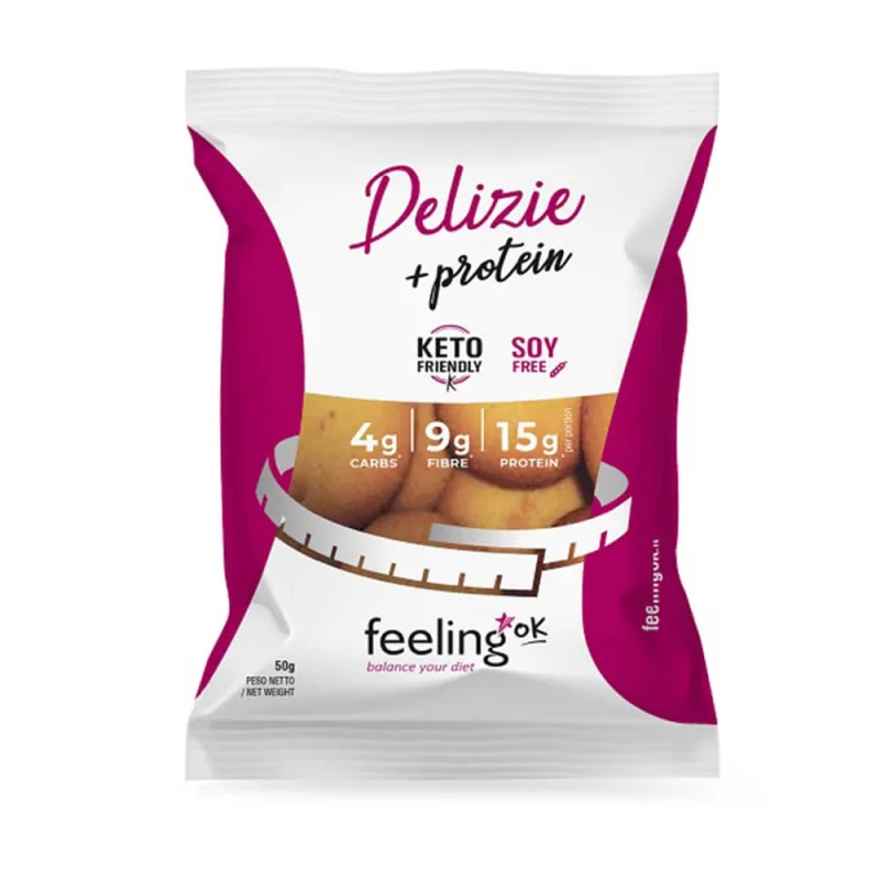 Biscuiti Low-Carb Delizie cu vanilie si lamaie, 50 g, Feeling Ok — preț și oferte