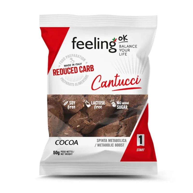 Biscuiti Low-Carb Cantucci cu cacao, 50 g, Feeling Ok — preț și oferte