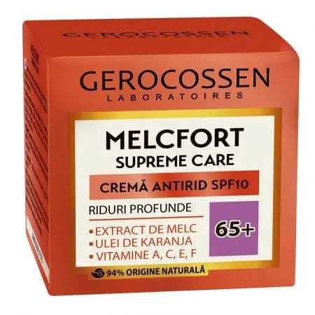 Crema antirid SPF10 65+ cu extract de melc, ulei de karanja, complex vitamine A,C,E,F Melcfort, 50 ml, Gerocossen — preț și oferte