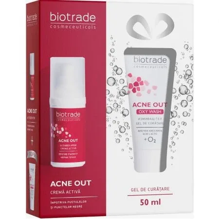 Biotrade Pachet Acne Out Active Cream + Acne Out Oxy Wash, 30 ml + 50 ml — preț și oferte