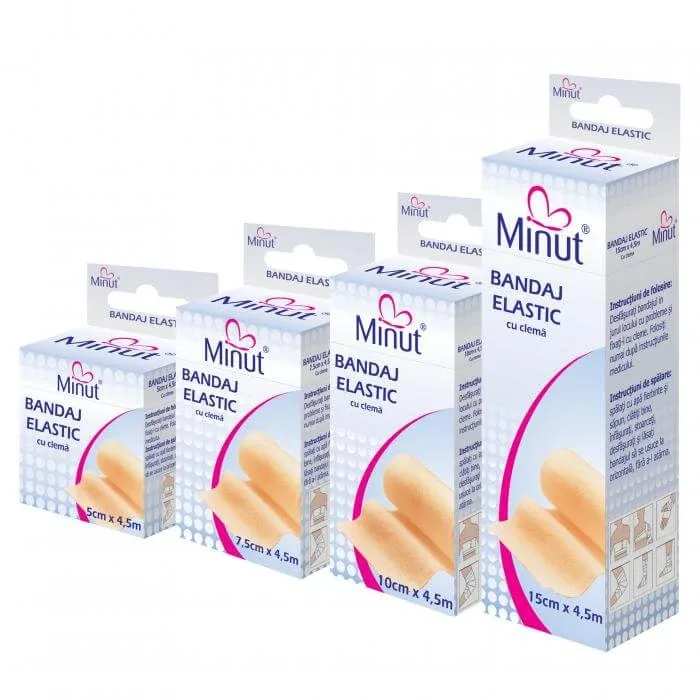 Bandaj elastic cu clema, 15cmx4.5m, Minut — preț și oferte