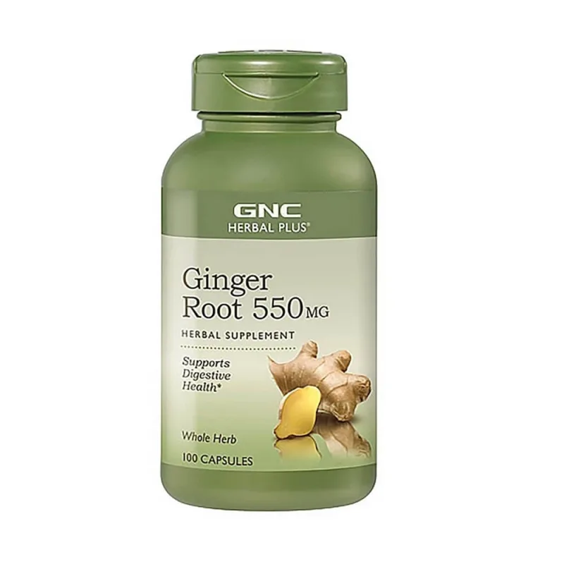 Ghimbir Radacina 550 mg Herbal Plus (197722), 100 capsule, GNC — preț și oferte