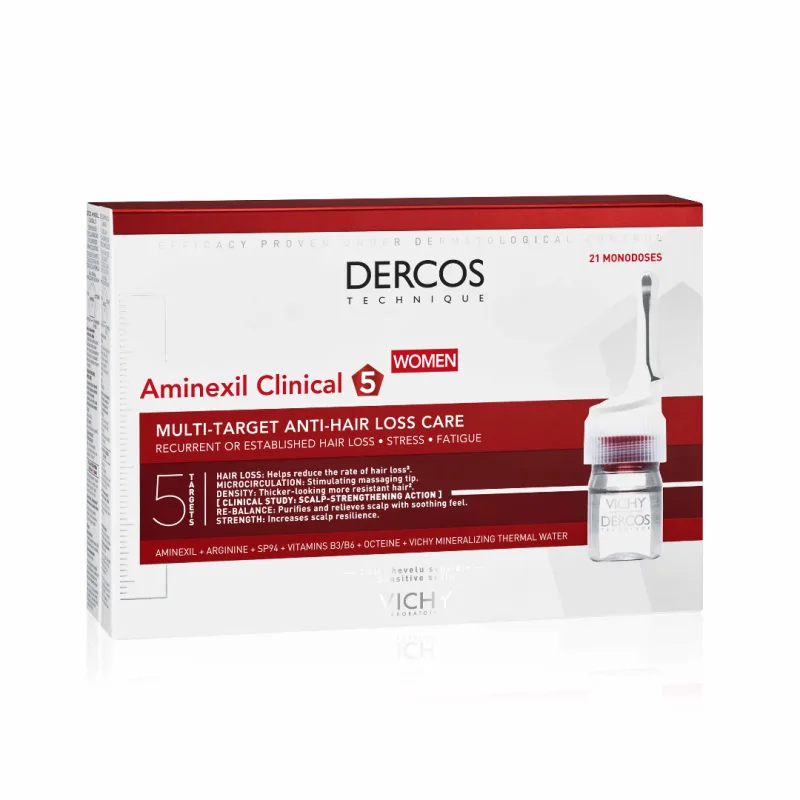 Tratament impotriva caderii parului pentru femei cu Aminexil Dercos Clinical 5, 21 fiole*6 ml, Vichy — preț și oferte