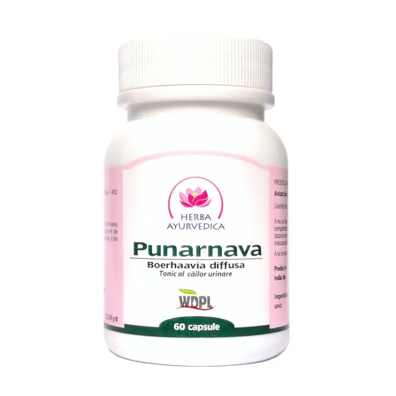 Punarnava, tonic al cailor urinare, 60 capsule, Herba Ayurvedica — preț și oferte