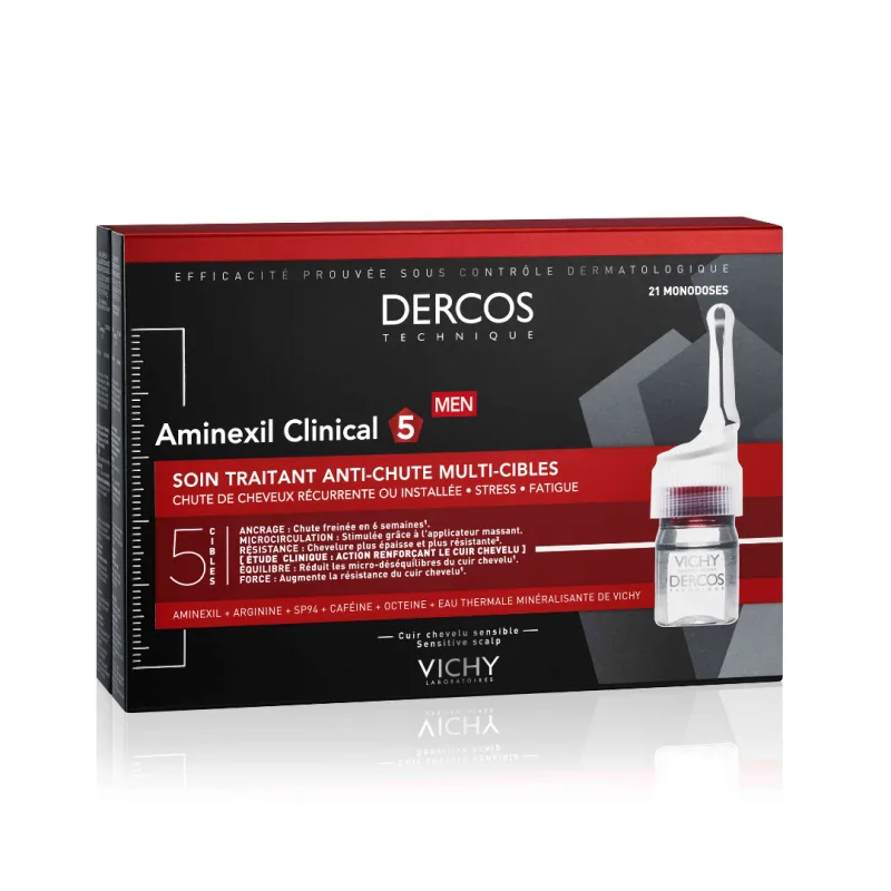 Tratament impotriva caderii parului pentru barbati Dercos Aminexil Clinical 5, 21 fiole*6 ml, Vichy — preț și oferte