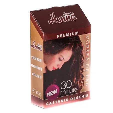 Vopsea de par cu henna nuanta castaniu deschis Sonia Henna, 60 g, Kian Cosmetics — preț și oferte