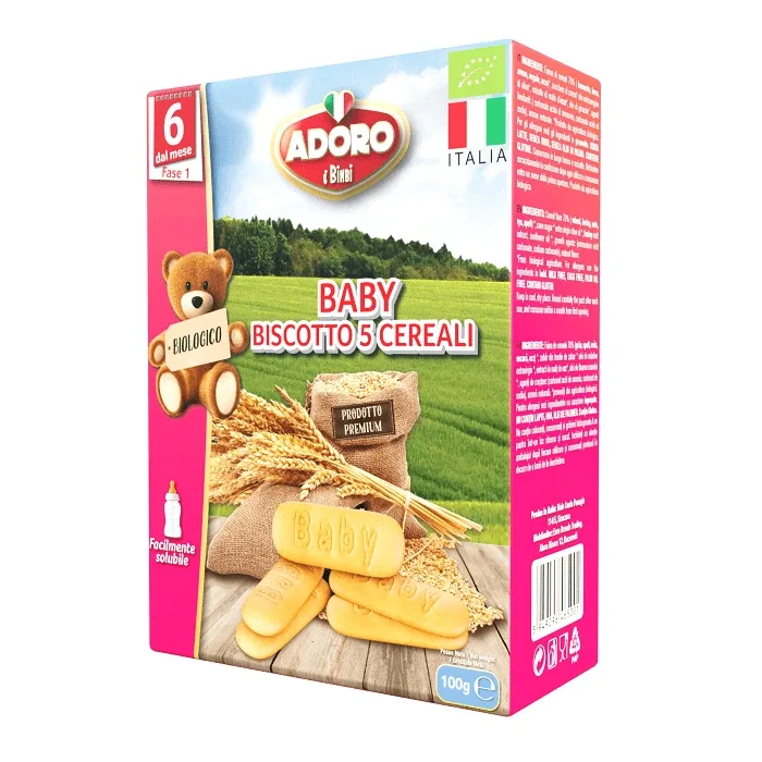 Biscuiti cu 5 cereale Bio, 100 g, Adoro Bimbi — preț și oferte