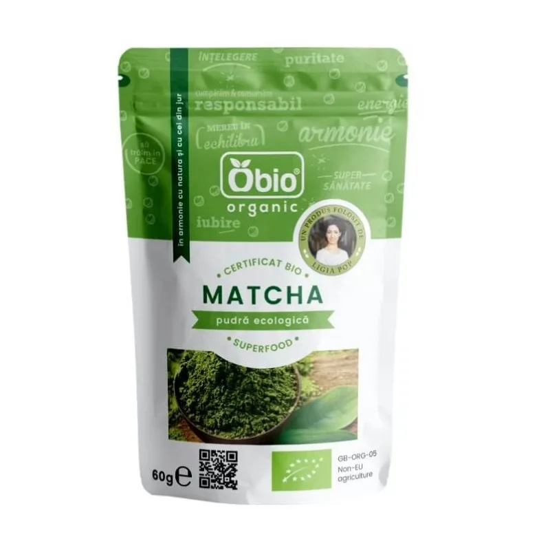Matcha (ceai verde) pudra bio, 60g, Obio — preț și oferte