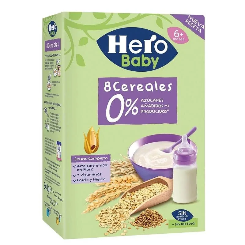 8 Cereale fara lapte, +6 luni, 340 gr, Hero Baby — preț și oferte