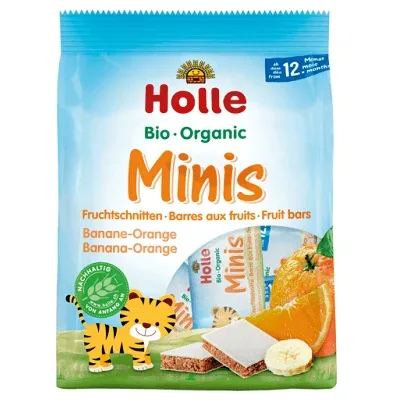 Batoane Bio cu banane si portocale Minis Fruit, +12 luni, 8x 12.5g, Holle Baby Food — preț și oferte