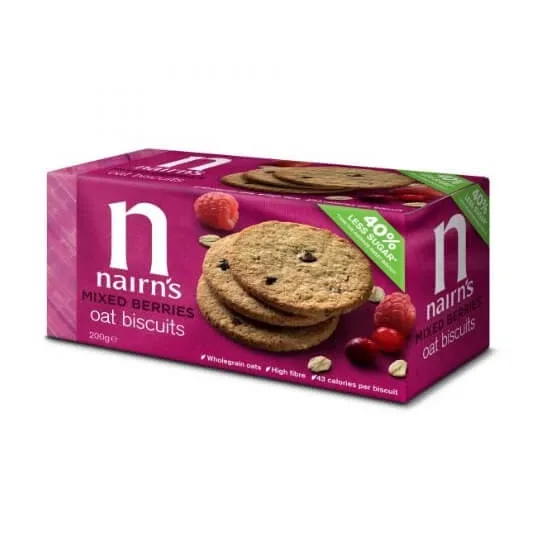 Biscuiti din ovaz cu fructe de padure, 200 gr, Nairns — preț și oferte