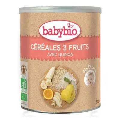 Cereale Bio cu 3 fructe si quinoa, 220 g, Babybio — preț și oferte