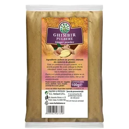 Ghimbir pulbere, 100 g, Herbal Sana — preț și oferte