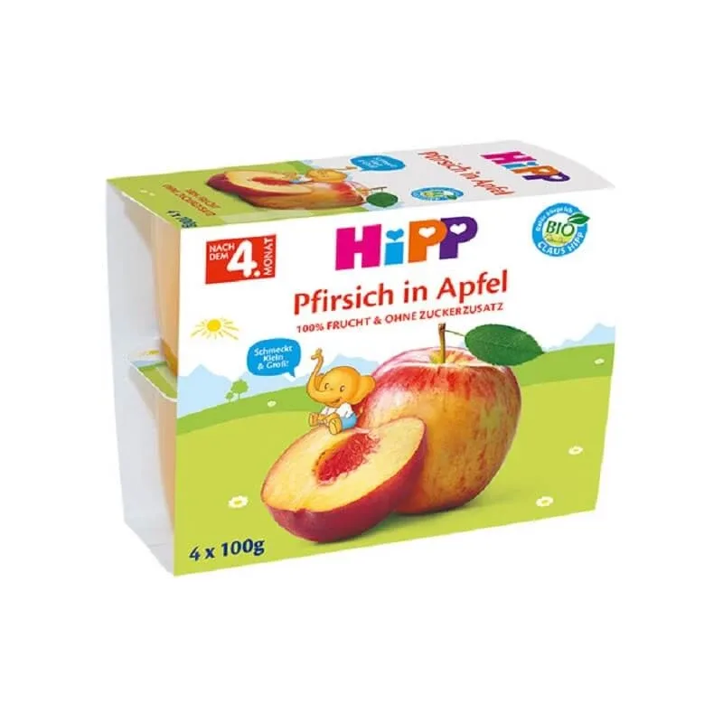 Gustare cu mere si piersici 4x 100g, Hipp — preț și oferte