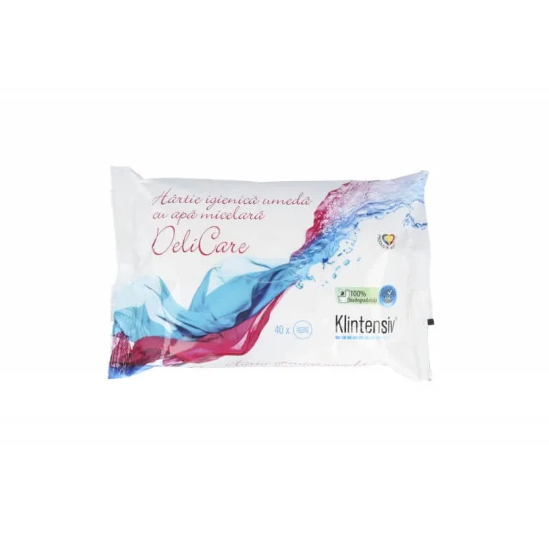 Hartie igienica umeda cu apa micelara Deli Care, 40 bucati, Klintensiv — preț și oferte