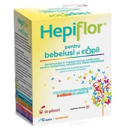 Hepiflor probiotic pentru bebelusi si copii, 10 plicuri, Terapia — preț și oferte