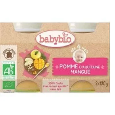 Piure Bio din mere si mango, +4 luni, 2x 130g, BabyBio — preț și oferte