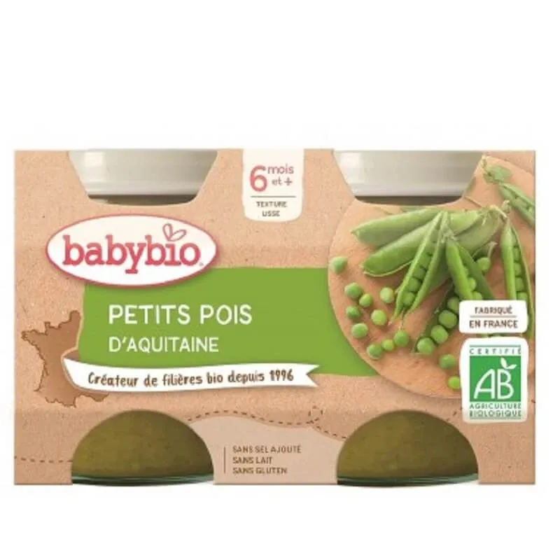 Piure Bio din mazare, +6 luni, 2x 130g, BabyBio — preț și oferte