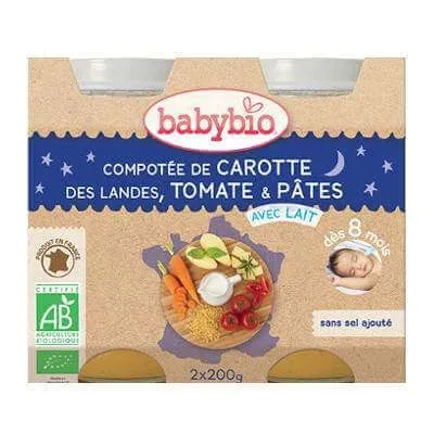 Piure Bio din morcovi, paste si rosii, +8luni, 2X200g, BabyBio — preț și oferte