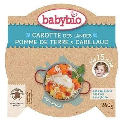 Piure Bio Meniu Peste Cod cu cartofi si morcovi, +12luni, 230g, BabyBio — preț și oferte