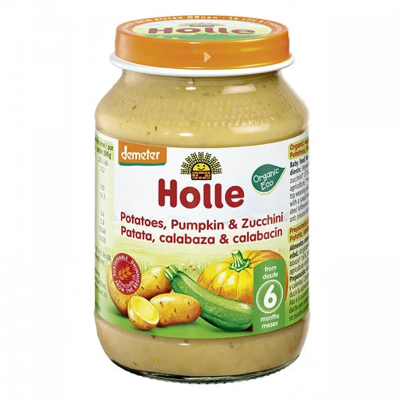 Piure din zucchini, dovleac si cartofi, 190 g, Holle Baby Food — preț și oferte