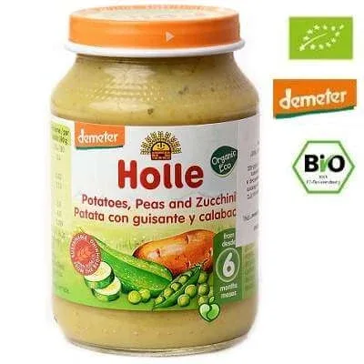 Piure Eco din cartofi, mazare si zucchini, +6 luni, 190 g, Holle Baby Food — preț și oferte