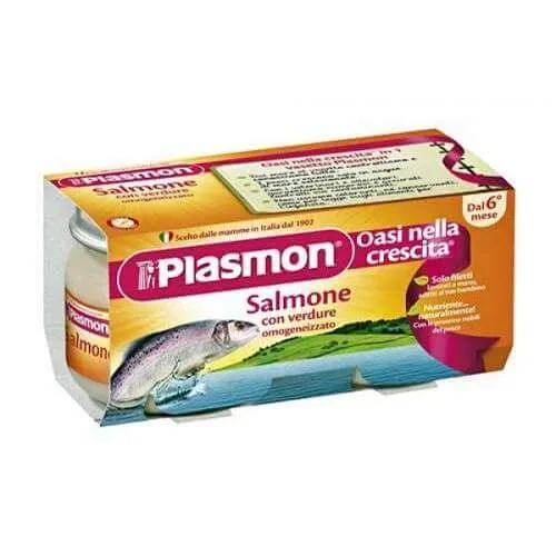 Piure omogenizat din somon si legume, +6 luni, 2x80g, Plasmon — preț și oferte
