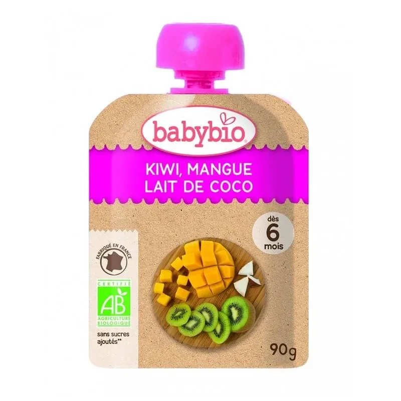 Piure Pouch din kiwi, mango si cocos, 90 g, Babybio — preț și oferte
