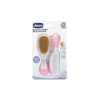Set perie si pieptan natural, roz, Chicco — preț și oferte