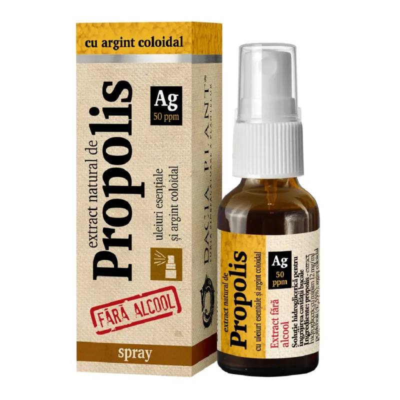 Spray cu propolis si argint coloidal, 20 ml, Dacia Plant — preț și oferte
