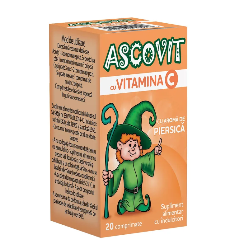 Ascovit aroma de piersica, 20 comprimate, Omega Pharm Omega Pharma — preț și oferte