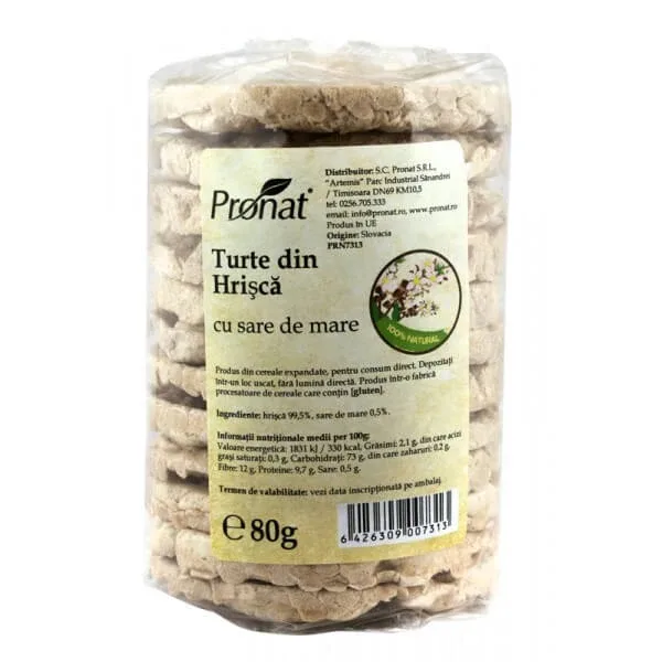 Turte din hrisca cu sare de mare, 80 gr, Pronat — preț și oferte