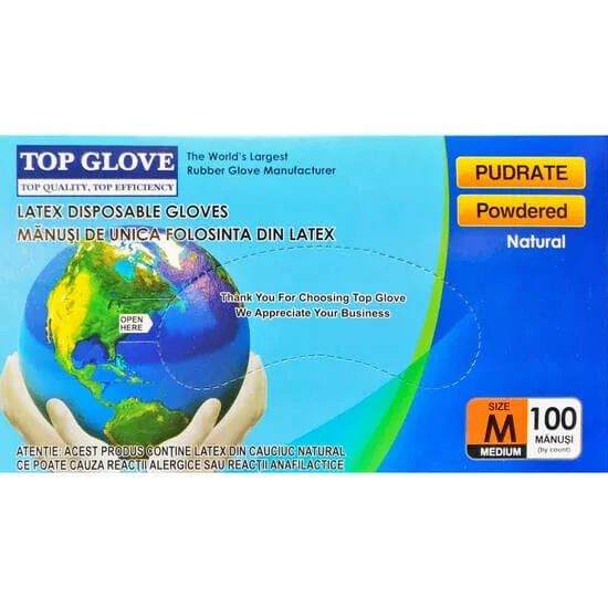 Manusi din latex Top Glove, Marimea M, 100 bucati, Roval Med — preț și oferte