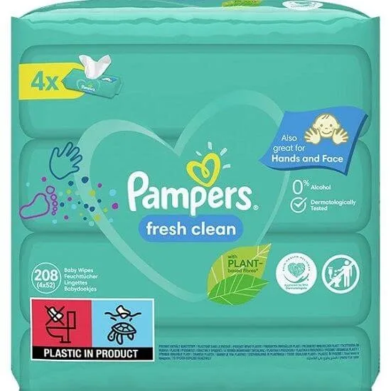 Pachet servetele umede fresh clean, 4x52 buc, Pampers — preț și oferte
