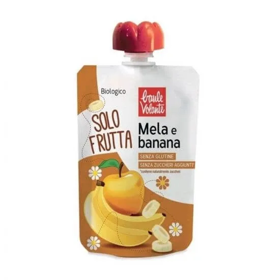 Piure bio de mere si banane fara gluten, 100 g, Baule Volante — preț și oferte