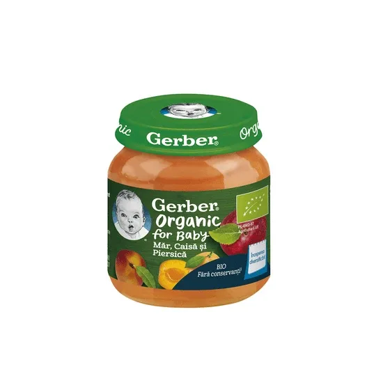 Piure bio din mar, piersica si caisa, 125 gr, Gerber — preț și oferte