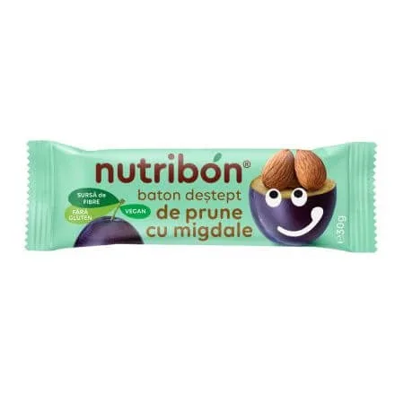 Baton vegan fara gluten din prune cu migdale, 30 g, Nutribon — preț și oferte