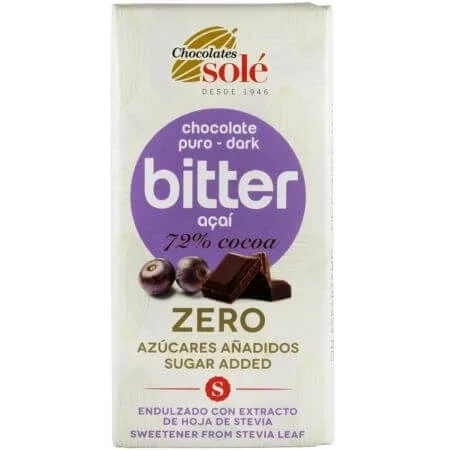 Ciococlata cu 72% cacao si acai indulcita cu stevie, 100 gr, Chocolates Sole — preț și oferte