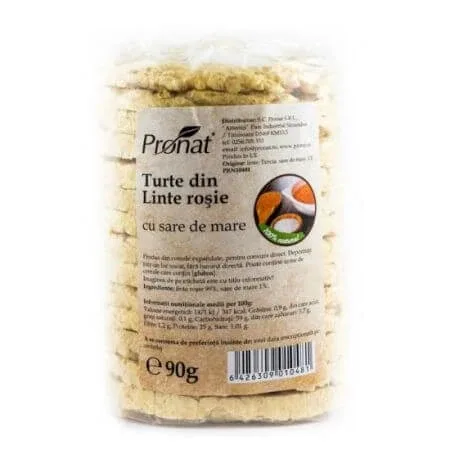 Turte din linte rosie cu sare de mare, 90 gr, Pronat — preț și oferte