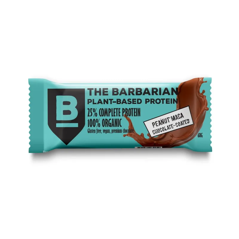 Baton proteic bio invelit in ciocolata cu Arahide si Maca, 68 gr, The Barbarian — preț și oferte