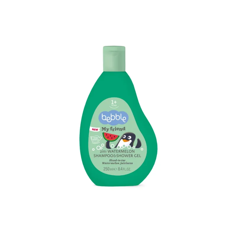 Sampon si gel de dus 2 in 1 Pepene verde, +12 luni, 250 ml, Bebble — preț și oferte