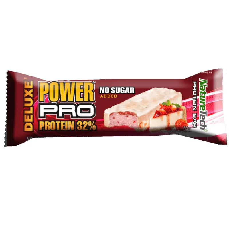 Baton energizant fara zahar cu 32% Proteina si Cheesecake cu capsuni, 80 g, Nature Tech — preț și oferte
