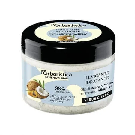 Ulei de cocos exfoliant cu manoi si granule de caise, 200 ml, L'Erboristica — preț și oferte