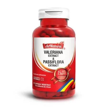 Valeriana + Passiflora, 60 capsule, AdNatura — preț și oferte