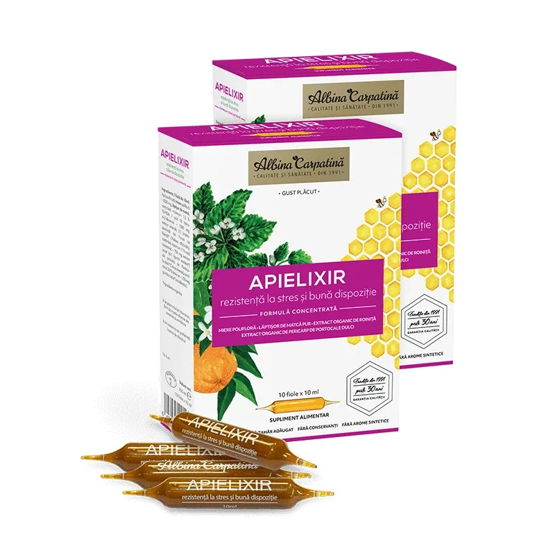 Apielixir rezistenta la stres, 20 + 10 fiole x 10 ml, Albina Carpatina — preț și oferte