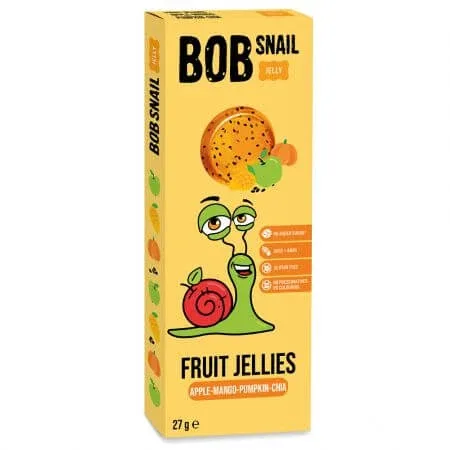 Jeleu natural din mere, mango, dovleac si chia, 27 g, Bob Snail — preț și oferte