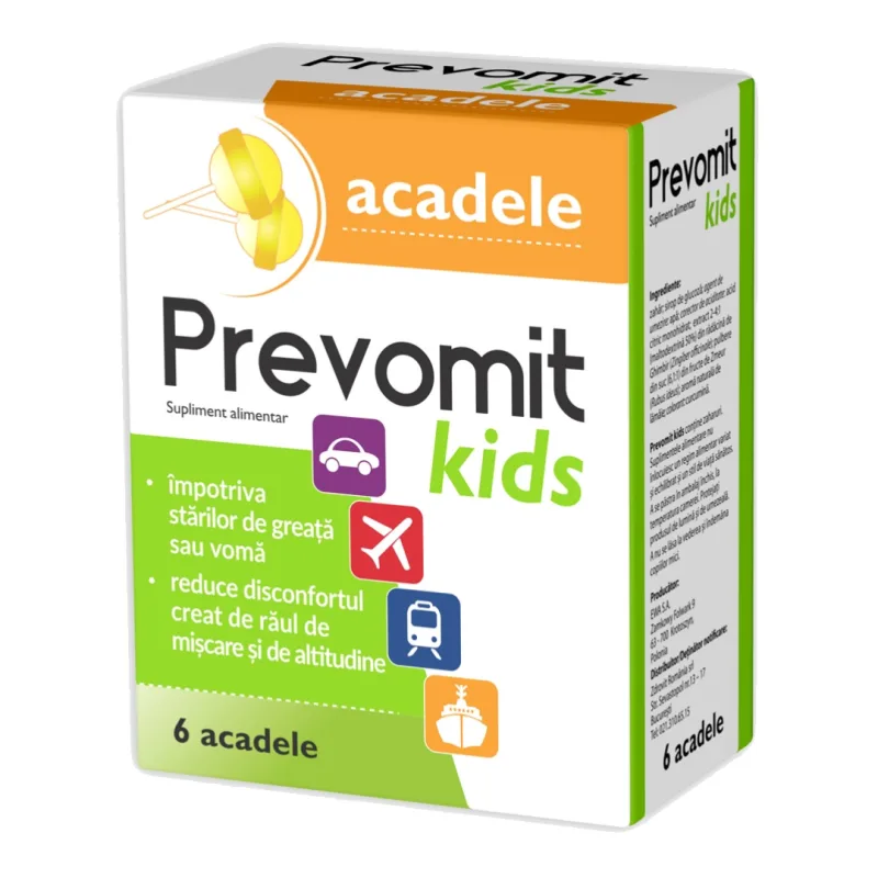 Prevomit kids 3 ani+, 6 acadele aroma lamaie, Zdrovit — preț și oferte